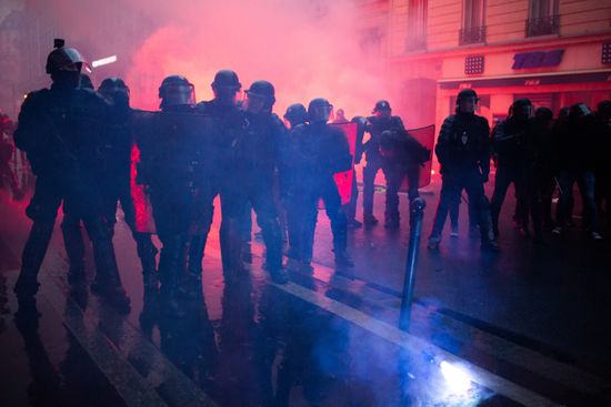 Police Forces Light Red Flare During Editorial Stock Photo - Stock ...