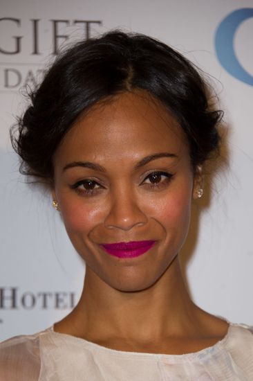 American Actress Zoe Saldana Attends Charity Editorial Stock Photo