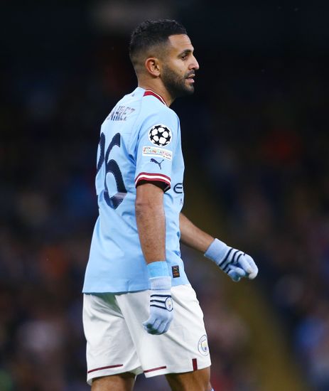 Riyad Mahrez Manchester City Wearing Gloves Editorial Stock