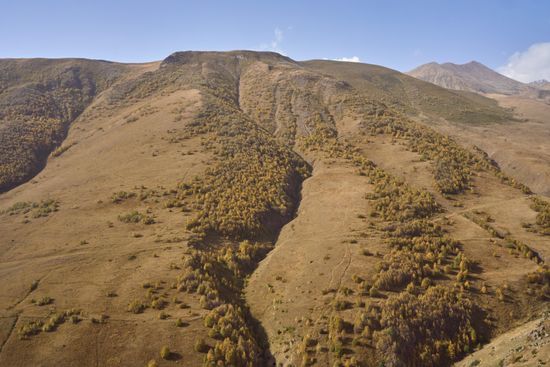 Slope Erosion Gullies High Mountains Near Editorial Stock Photo - Stock ...