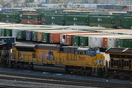 Containers Stored Stacked On Trains Rail Editorial Stock Photo - Stock ...