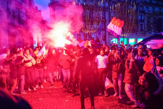 Football Fans Gather Outside Arc De Editorial Stock Photo - Stock Image ...