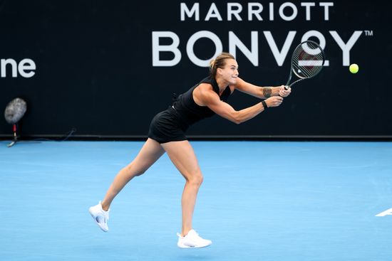 Aryna Sabalenka Belarus Hits Backhand During Editorial Stock Photo ...