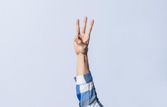 Hand Gesturing Letter W Sign Language Editorial Stock Photo - Stock ...