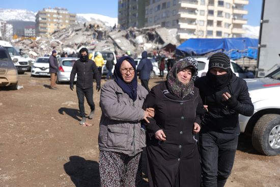 Women Cry Near Collapsed Building City Editorial Stock Photo - Stock ...