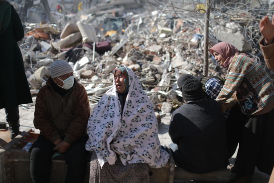 Women Cry Near Collapsed Building City Editorial Stock Photo - Stock ...