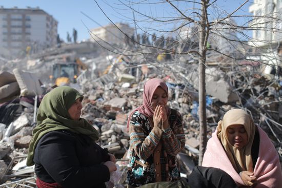 Women Cry Near Collapsed Building City Editorial Stock Photo - Stock ...