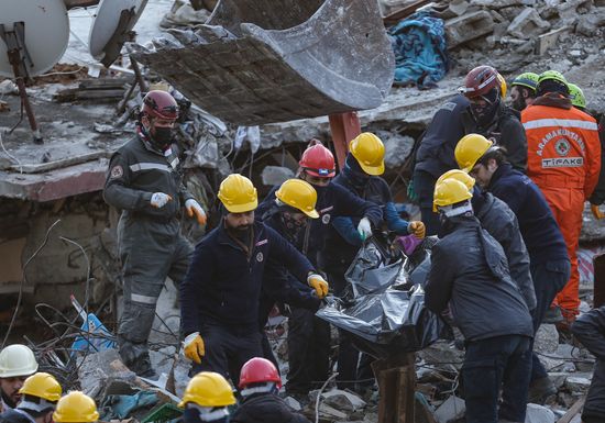 Rescue Team Members Carry Body Collapsed Editorial Stock Photo - Stock ...