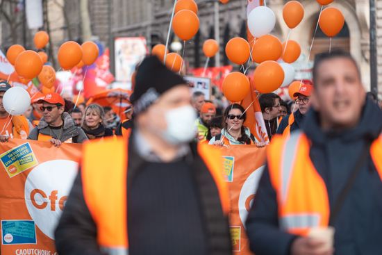 Demonstrators Cfdt Confederation Democratique Du Travail Editorial ...