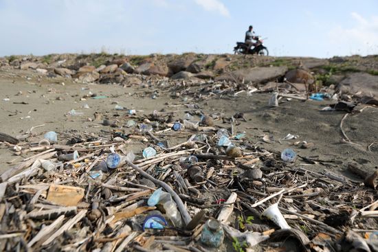 Piles Plastic Waste Wash On Riverbanks Editorial Stock Photo - Stock 