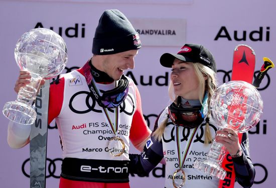 Marco Odermatt L Switzerland Mikaela Shiffrin Editorial Stock Photo ...