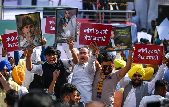 Aap Supporters Raising Slogans During Public Editorial Stock Photo ...