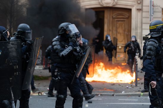 French Riot Police Charge Next Burning Editorial Stock Photo - Stock ...