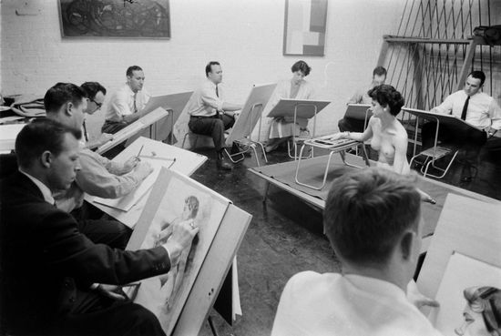 Artists Painting Nude Louisville Kentucky 1957 Foto de stock de