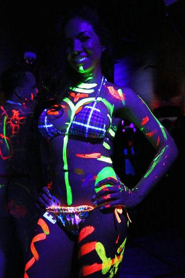 People Covered Neon Body Paint Take Editorial Stock Photo - Stock