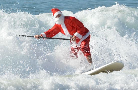 Santa Claus Stand Paddle Boarding Editorial Stock Photo - Stock Image ...