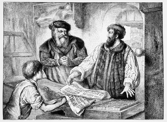Johannes Gutenberg Examining First Proof Printing Editorial Stock Photo johannes-gutenberg-examining-first-proof-printing-editorial-stock-photo