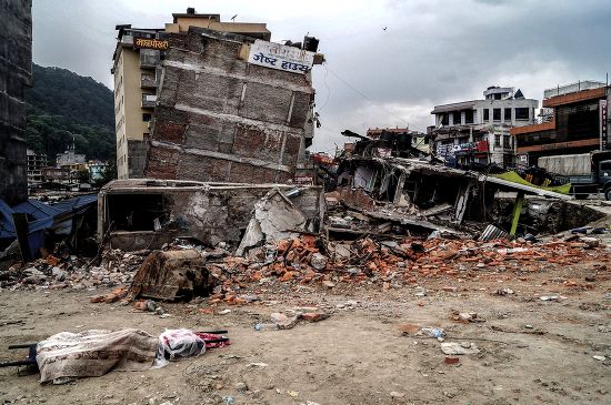 Body Victim Front Collapsed Buildings Kathmandu Editorial Stock Photo ...