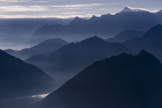 Blue Hour Mountain Peaks Ammer Mountains Editorial Stock Photo - Stock ...