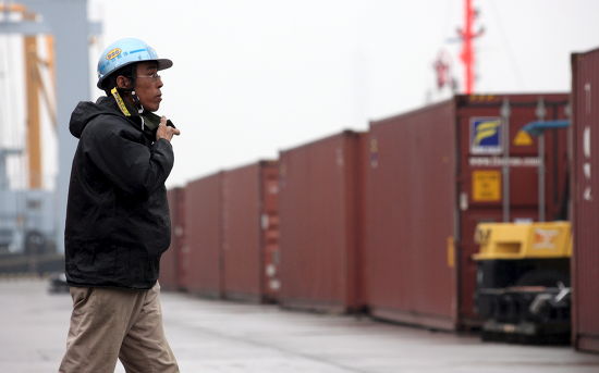 Worker Walks Container Terminal Pier Yokohama Editorial Stock Photo ...