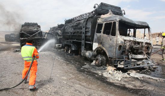 Afghan Fire Fighters Try Extinguish Burning Editorial Stock Photo ...