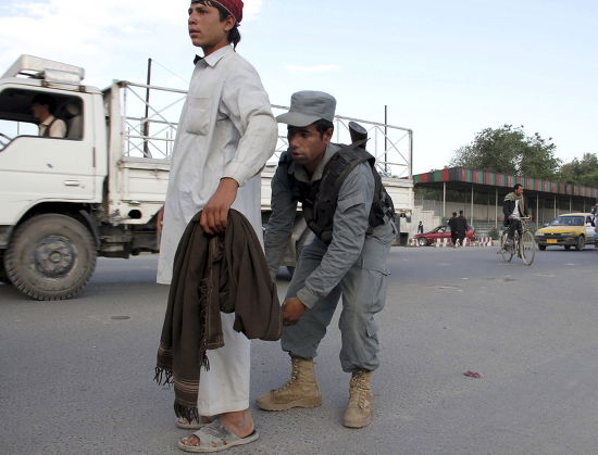 Afghan Police Officer Frisks Pedestrian Roadside Editorial Stock Photo ...
