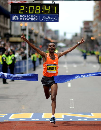 Deriba Merga Ethiopia Crosses Finish Line Editorial Stock Photo Stock