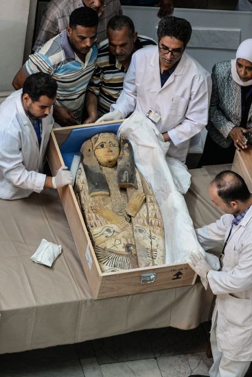 Egyptian Museum Curators Unveil Two Sarcophagi Editorial Stock Photo ...