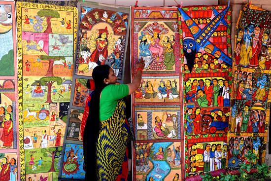 Indian Artist State Bihar Displays Pattachitra Editorial Stock Photo ...