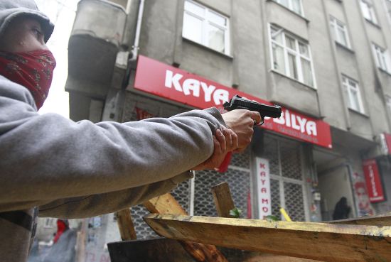 Protestor Points His Gun Clashes Police Editorial Stock Photo Stock