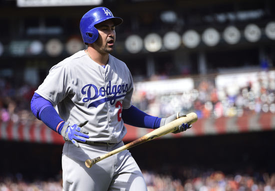 Los Angeles Dodgers Adrian Gonzalez Reacts Editorial Stock Photo ...