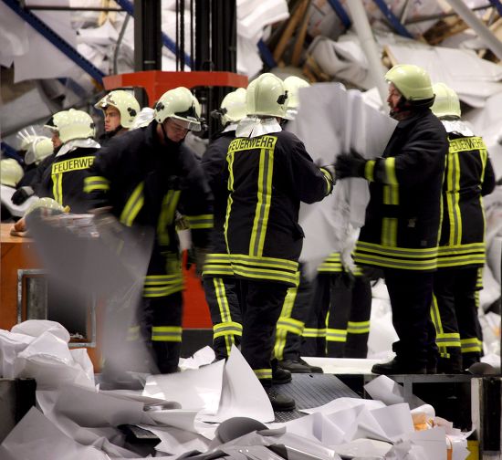 Rescue Workers Stand Collapsed Rack Paper Editorial Stock Photo - Stock ...