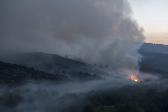 Thick Grey Smoke Billows Fire Burns Editorial Stock Photo - Stock Image ...