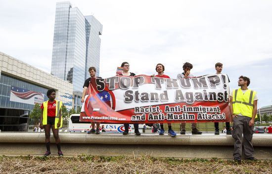 People Hold Sign Denouncing Donald Trump Editorial Stock Photo - Stock ...