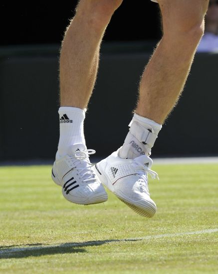 Andy Murrays Feet When Serving His Editorial Stock Photo - Stock Image