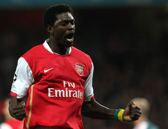 Emmanuel Adebayor Arsenal Celebrates Scoring Opening Editorial Stock