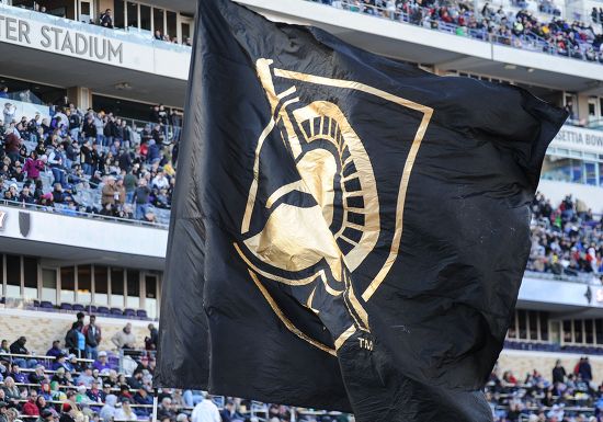 Army Black Knights Garden Flag & Stand Set - 13"x18" Double Sided Polyester, 40" Steel Stand (No Tools Needed)