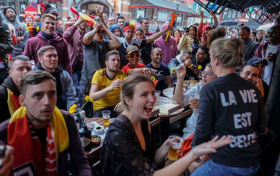 Belgian Soccer Fans Watch Fifa World Editorial Stock Photo - Stock ...