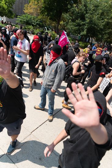 Masked Protesters Approach Yell Photographers Attempt Editorial Stock ...