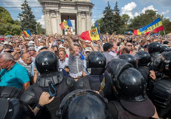 Citizens Gesture Front Riot Police During Editorial Stock Photo - Stock ...