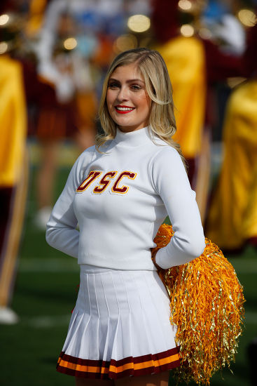 Usc Trojans Cheerleader During Football 