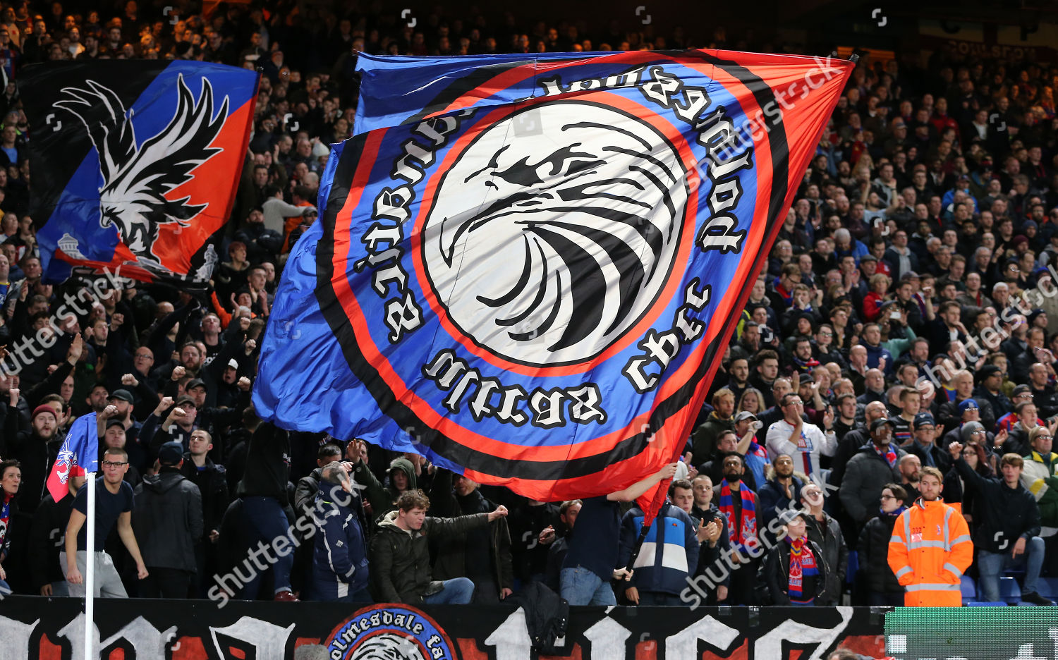 Crystal Palace Flag : Fans Of Crystal Palace Wave A Flag During The Sky
