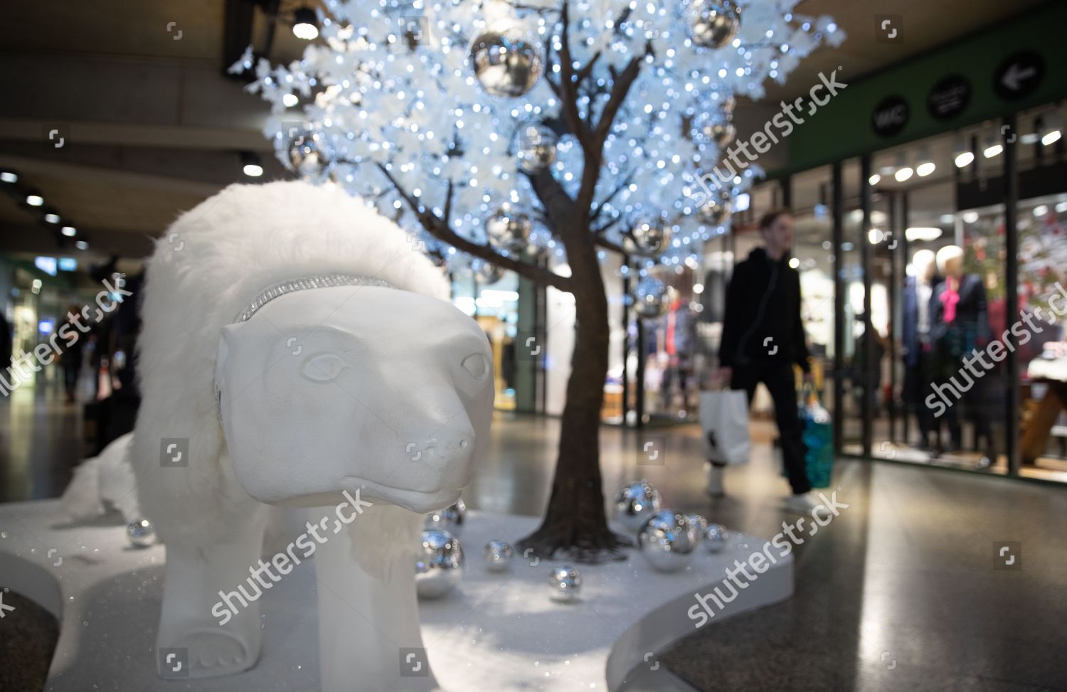 Interior View Shopping Mall Bikini Decorated Christmas Editorial