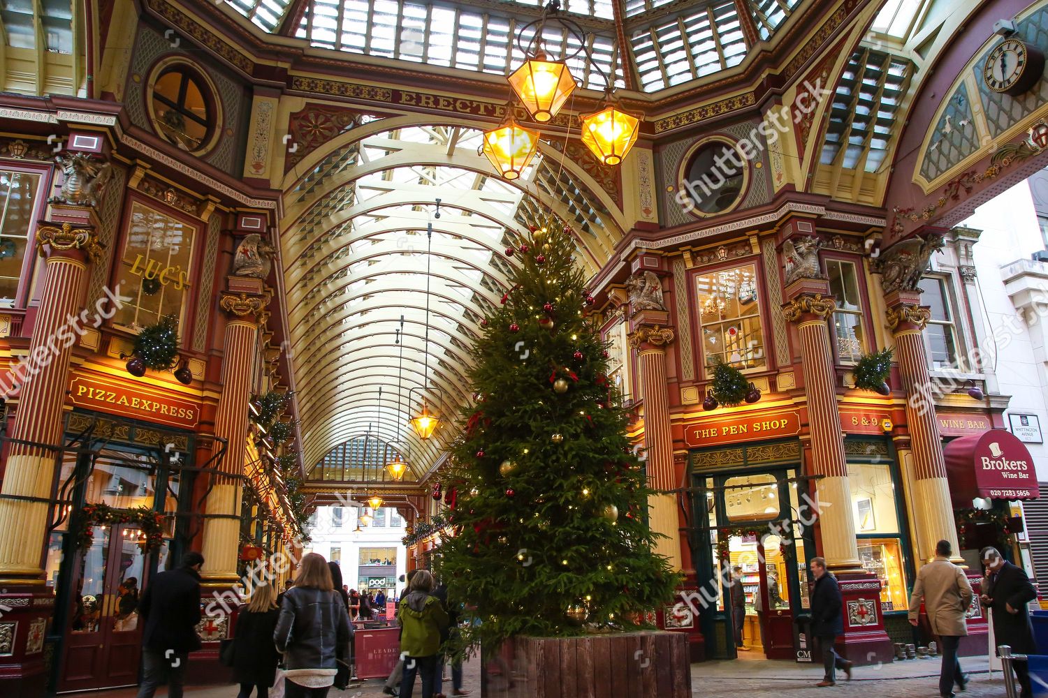 Christmas tree decorations seen centre Leadenhall Market Editorial