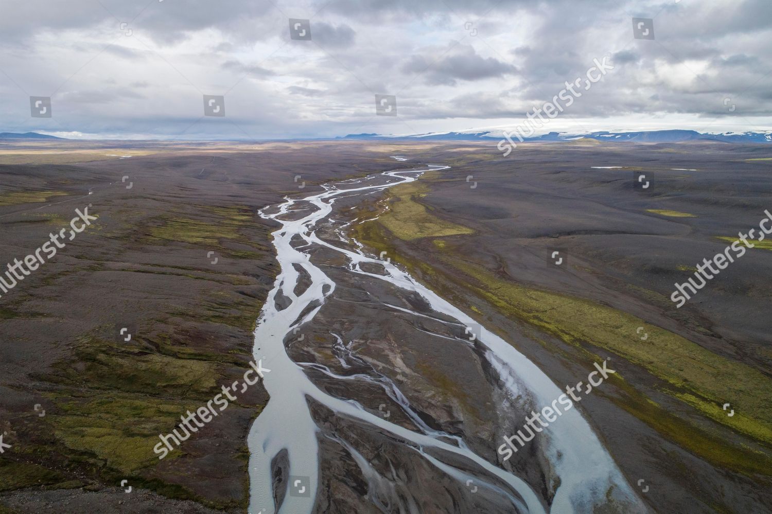 Meandering River Volcanic Landscape Highlands Nordurland Editorial ...