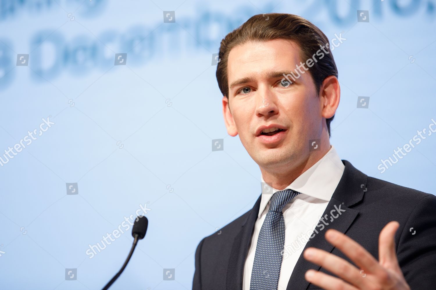 Austrian Chancellor Sebastian Kurz Speaks During Editorial Stock Photo   Shutterstock 10036117cr 