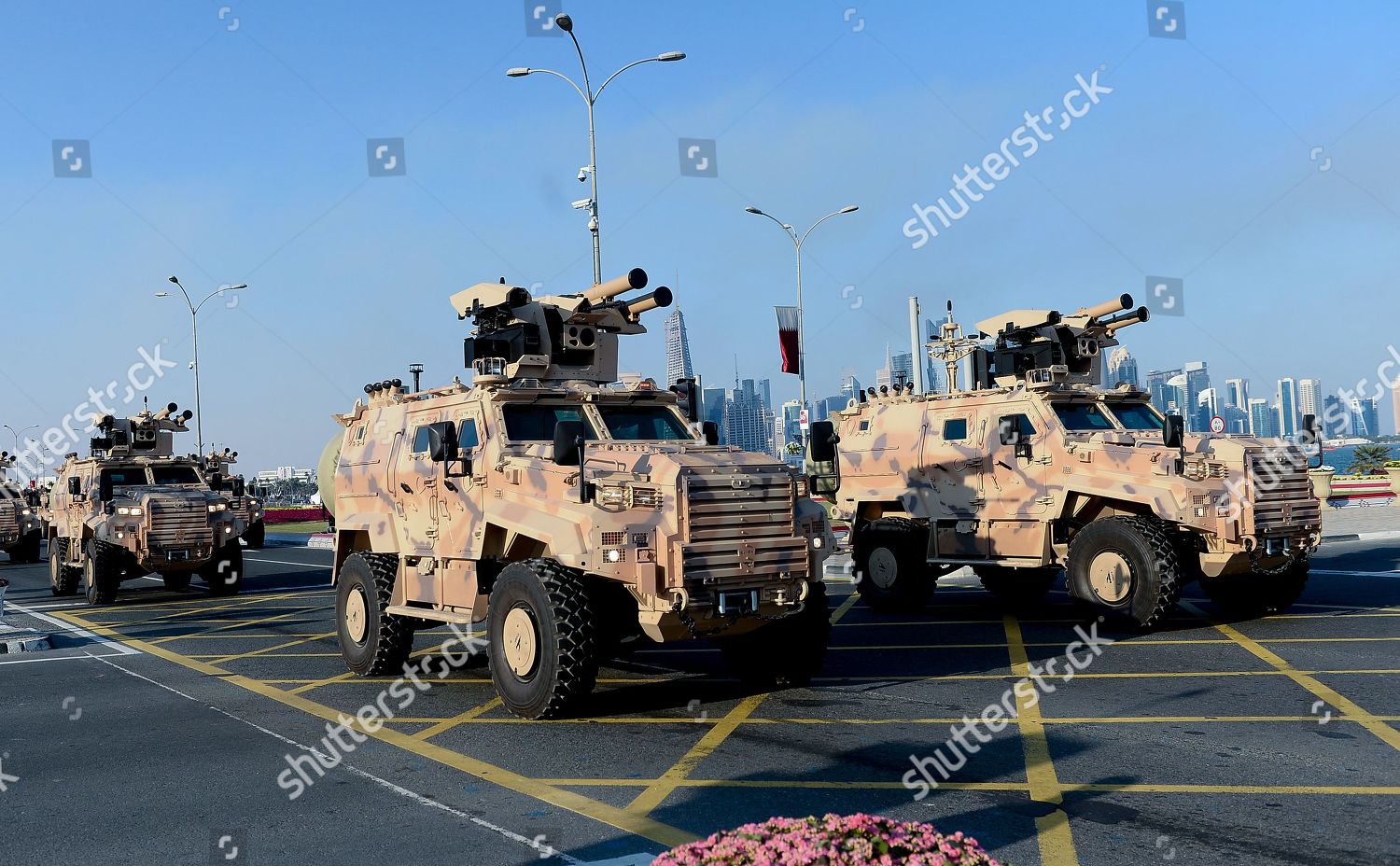 Qatar Military Vehicles Participate Military Parade Editorial Stock ...