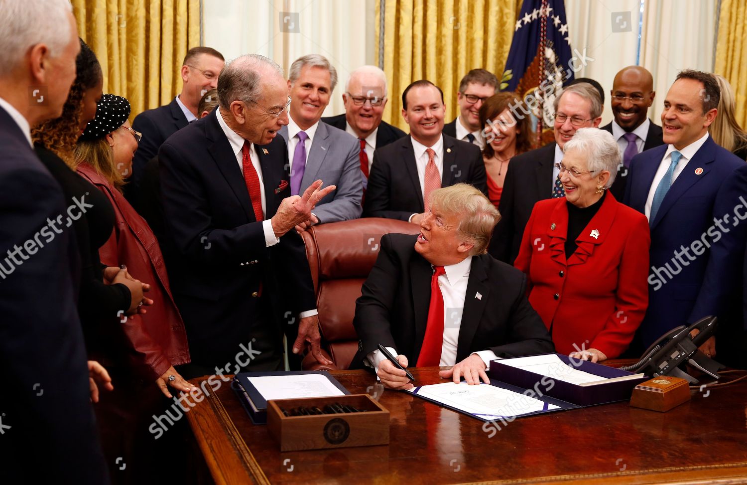 United States President Donald Trump Participates Signing Editorial ...