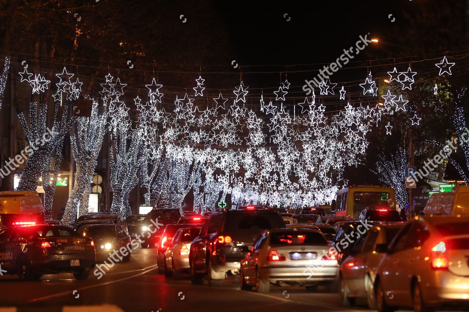 Cars Move Past Christmas Decorations Lights Centre Editorial Stock