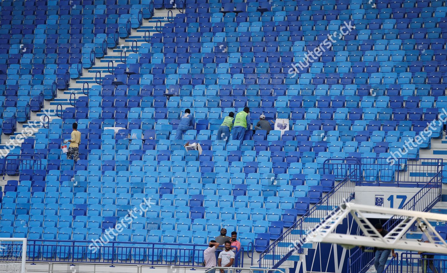 Laborers Paint Stadium Seats Al Maktoum Stadium Editorial